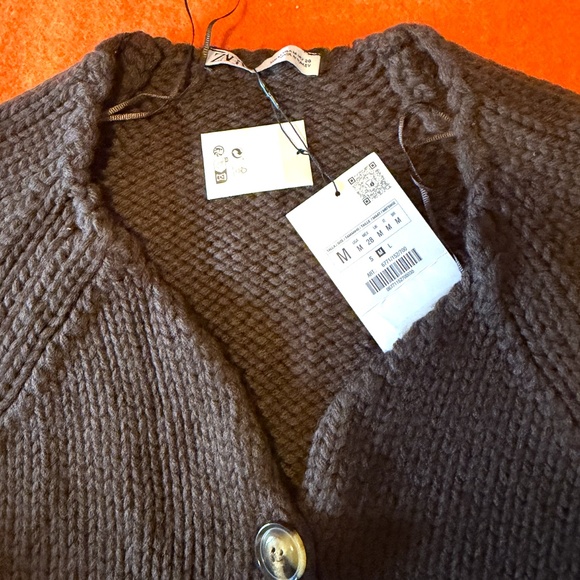 Zara chocolate brown oversized touch of wool chunky jacket made in EU NWT - Picture 7 of 13